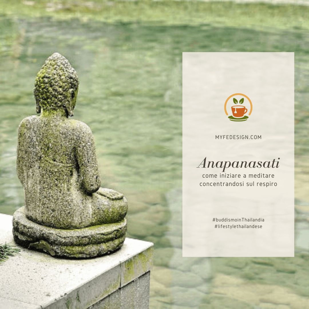 statua di buddha vista di spalle, che guarda uno specchio d'acqua trasparente