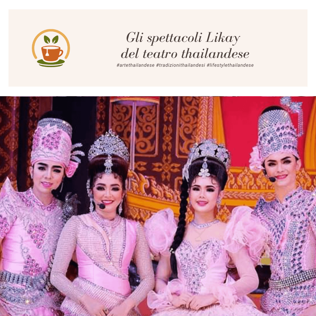 gruppo di attori thailandesi likay con i rispettivi costumi
