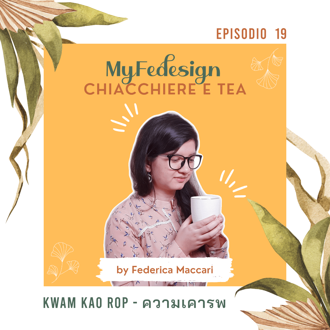 ragazza con tazza di tè in mano e titolo del podcast