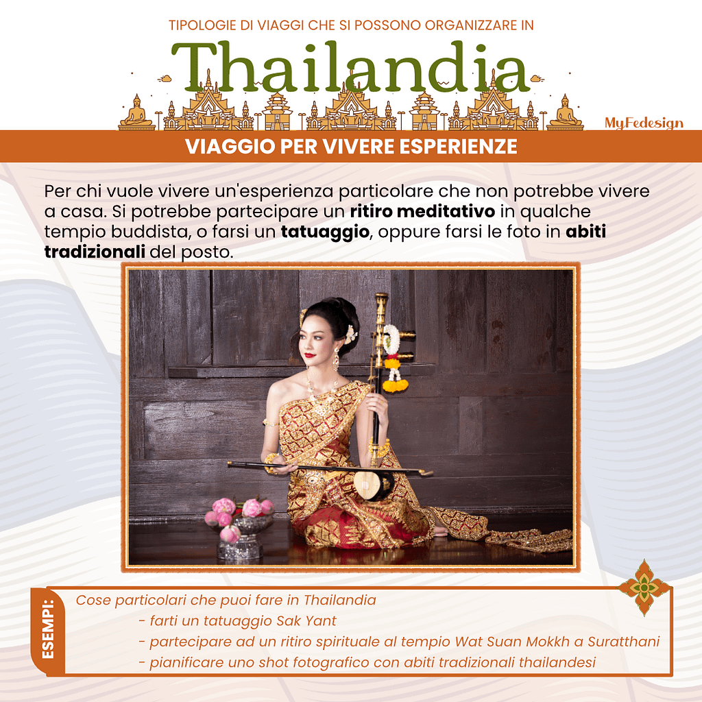 Donna asiatica che indossa abiti tradizionali tailandesi, il costume dell'abito nazionale dell'antica Thailandia