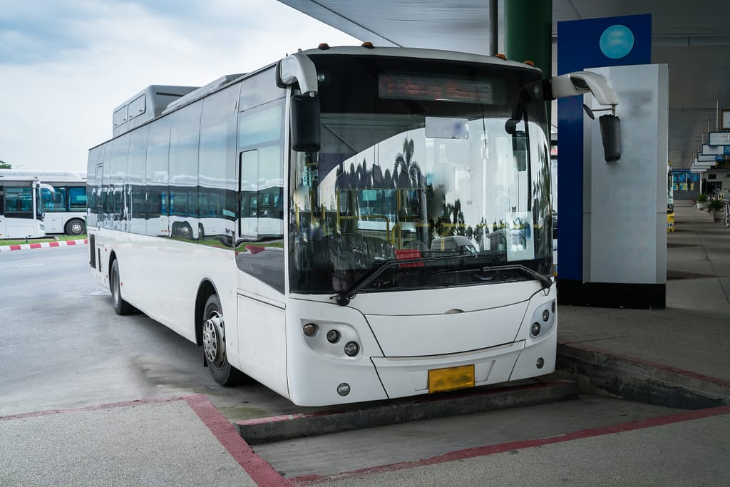 Bus stop at station in terminal