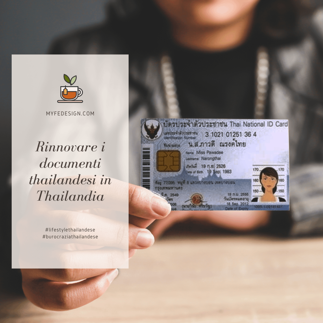 foto di una donna, il cui volto è tagliato nella parte superiore della foto, che mostra un documento alla fotocamera, modificato per essere una carta d'identità thailandese