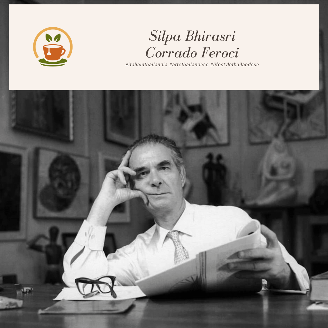 Ritratto fotografico di Corrado Feroci seduto alla sua scrivania