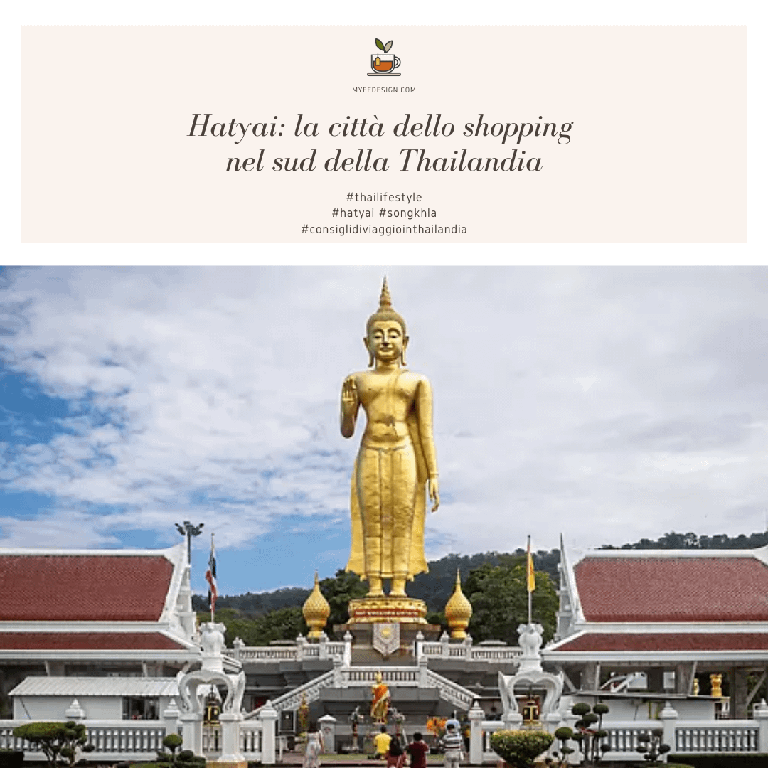 statua del grande buddha dorato che sovrasta la collina di Hatyai