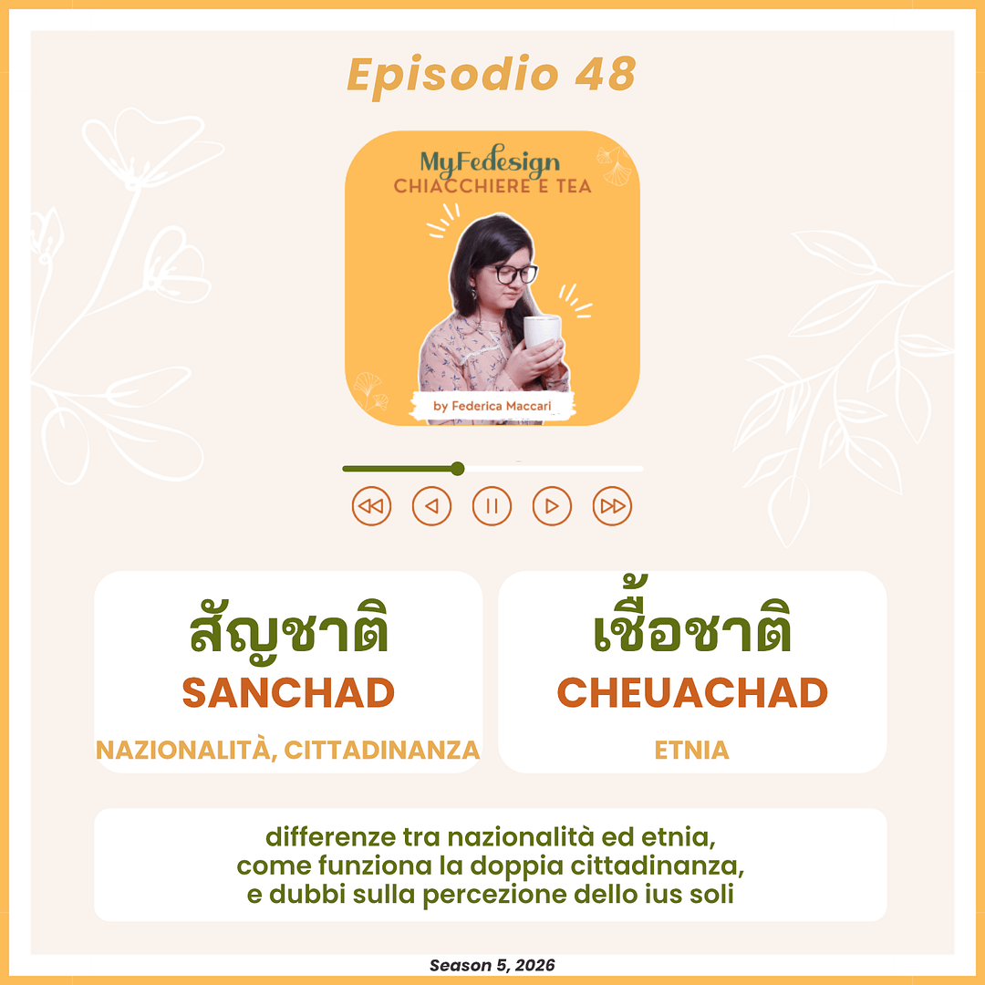 copertina del podcast sulla Thailandia dedicata ai termini thailandesi per nazionalità ed etnia