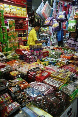 una bancarella del mercato Gimyong di Hatyai