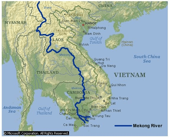 Mappa del fiume Mekong
