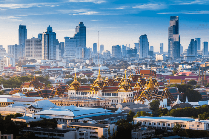 vista dall'alto del palazzo reale di Bangkok