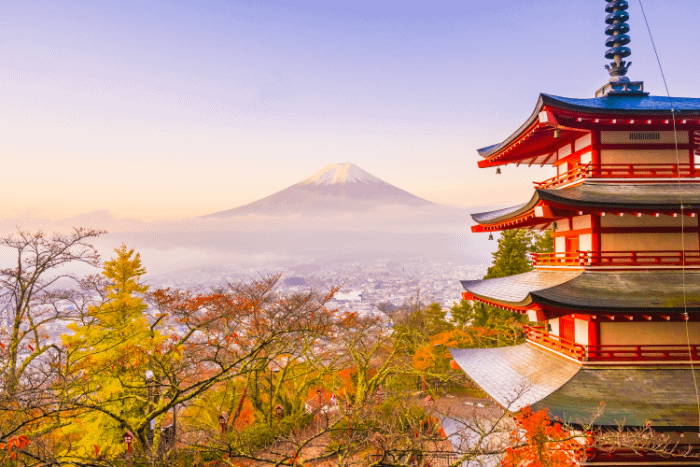 paesaggio con monte fuji