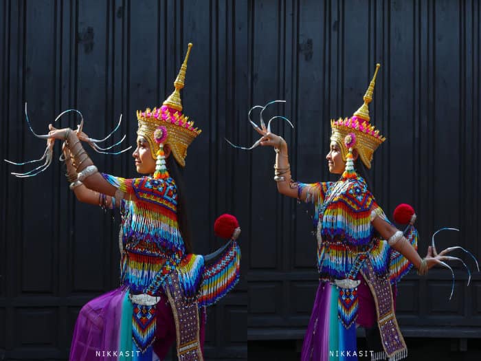 costumi thailandesi kinnaree per la danza manora