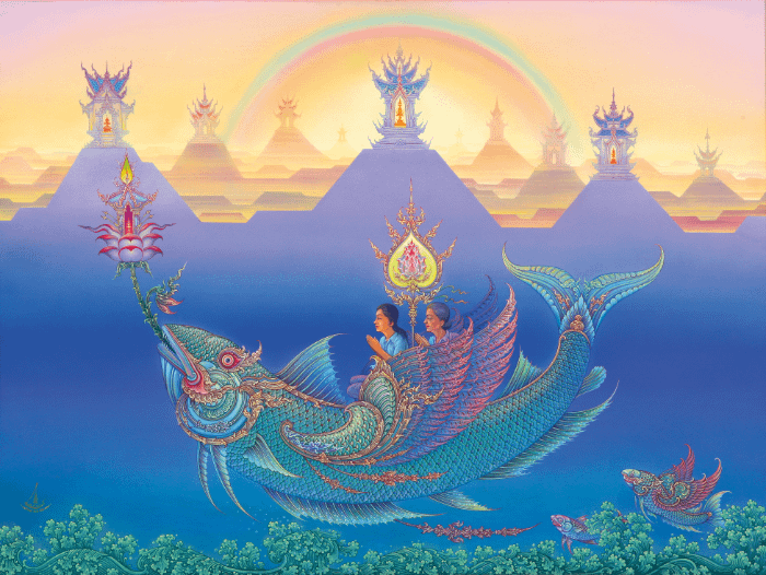 Immagine di un quadro buddista in stile asiatico