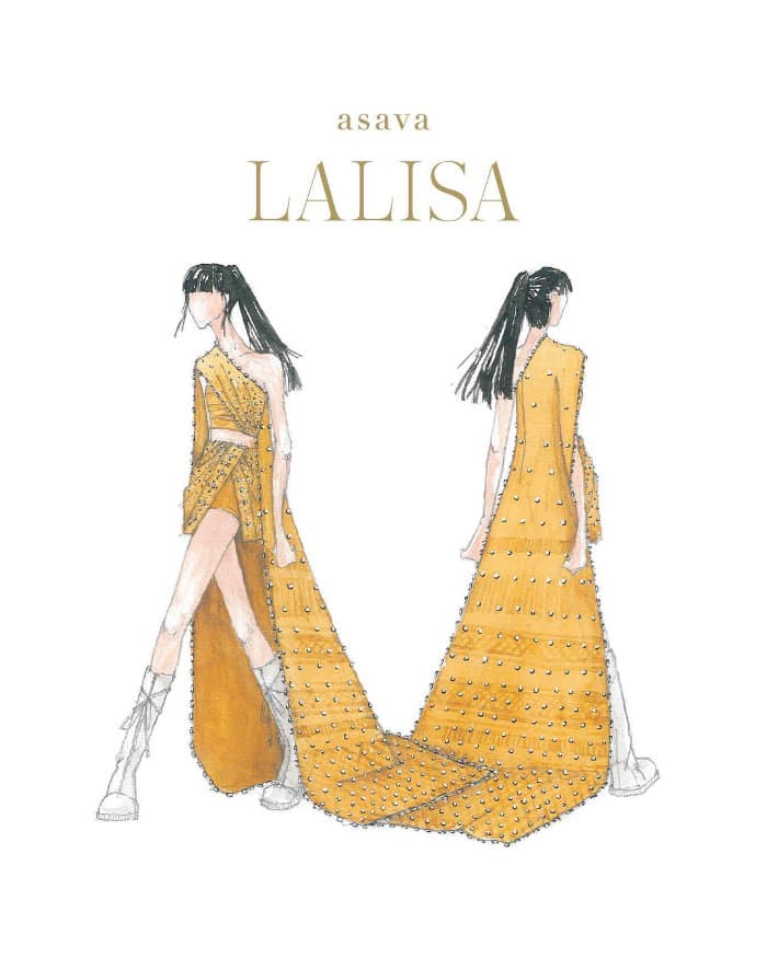 Sketch originale per l’idea del vestito per il video musicale Lalisa realizzato dalla casa di moda thailandese Asava